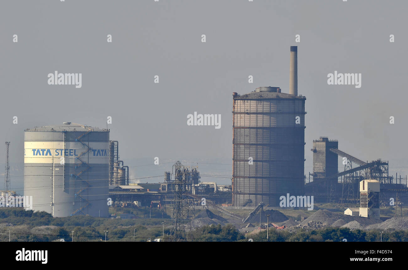 Tata impianto siderurgico. Port Talbot. Galles del Sud. Regno Unito. 02/10/2015. Foto Stock