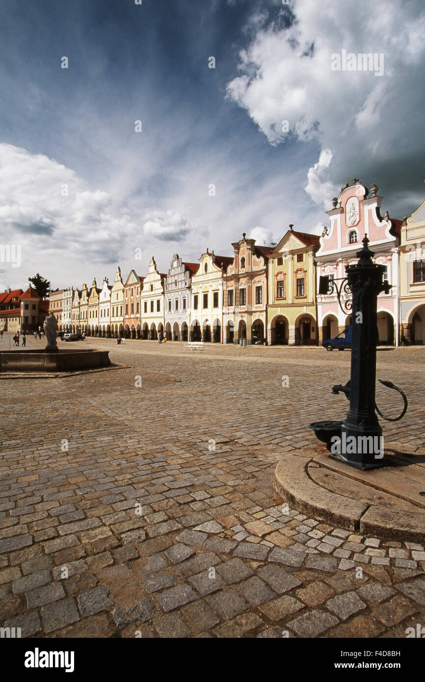 Repubblica ceca, Sud Regione della Moravia, Namesti Zachariase z Hradec. Case rinascimentali. (Grandi dimensioni formato disponibile) Foto Stock