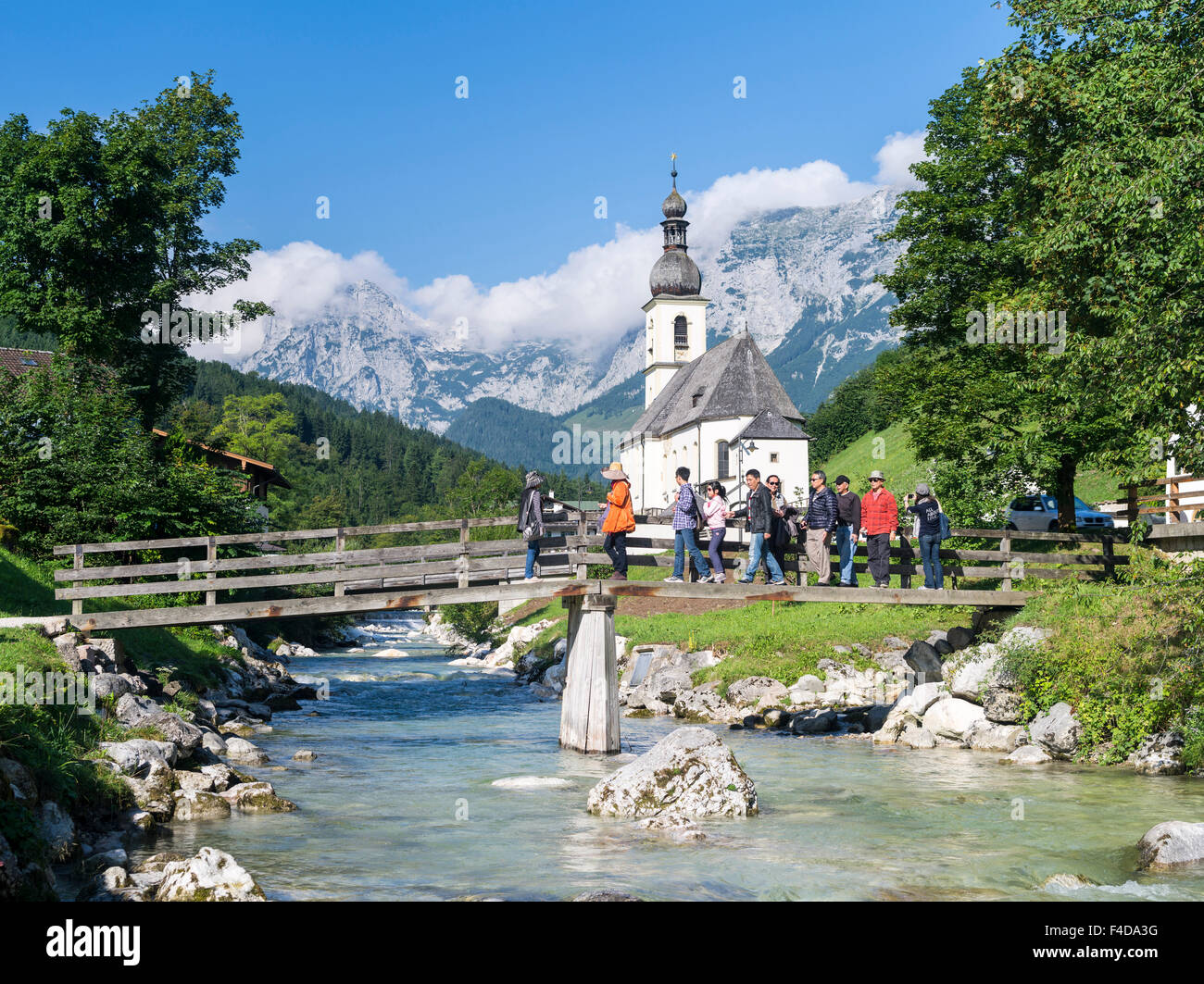 La chiesa parrocchiale di Ramsau in Baviera, Baviera, Germania. (Grandi dimensioni formato disponibile) Foto Stock