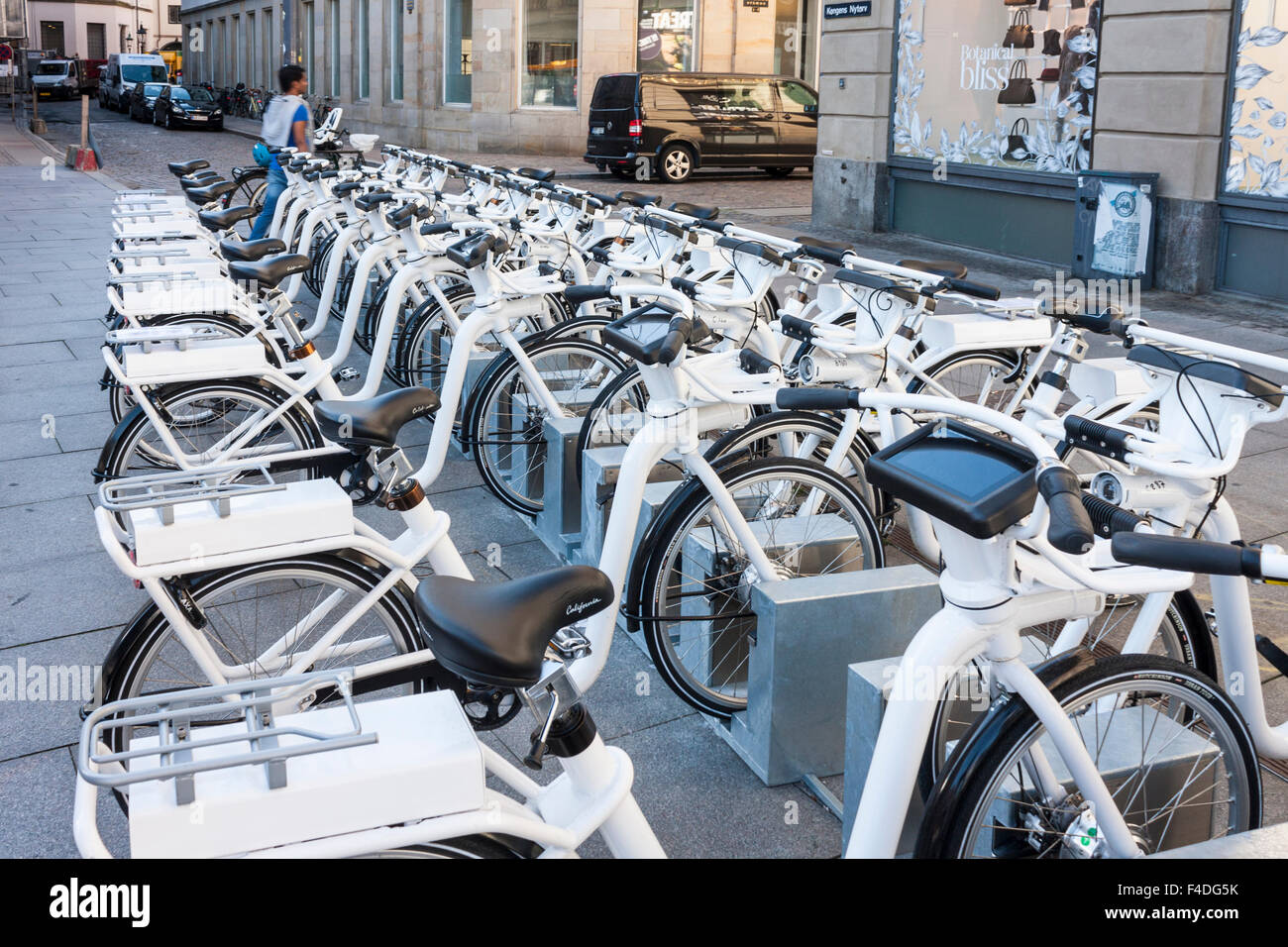 City Bike noleggio biciclette docking station. Copenhagen, Danimarca, per l'Europa. Foto Stock