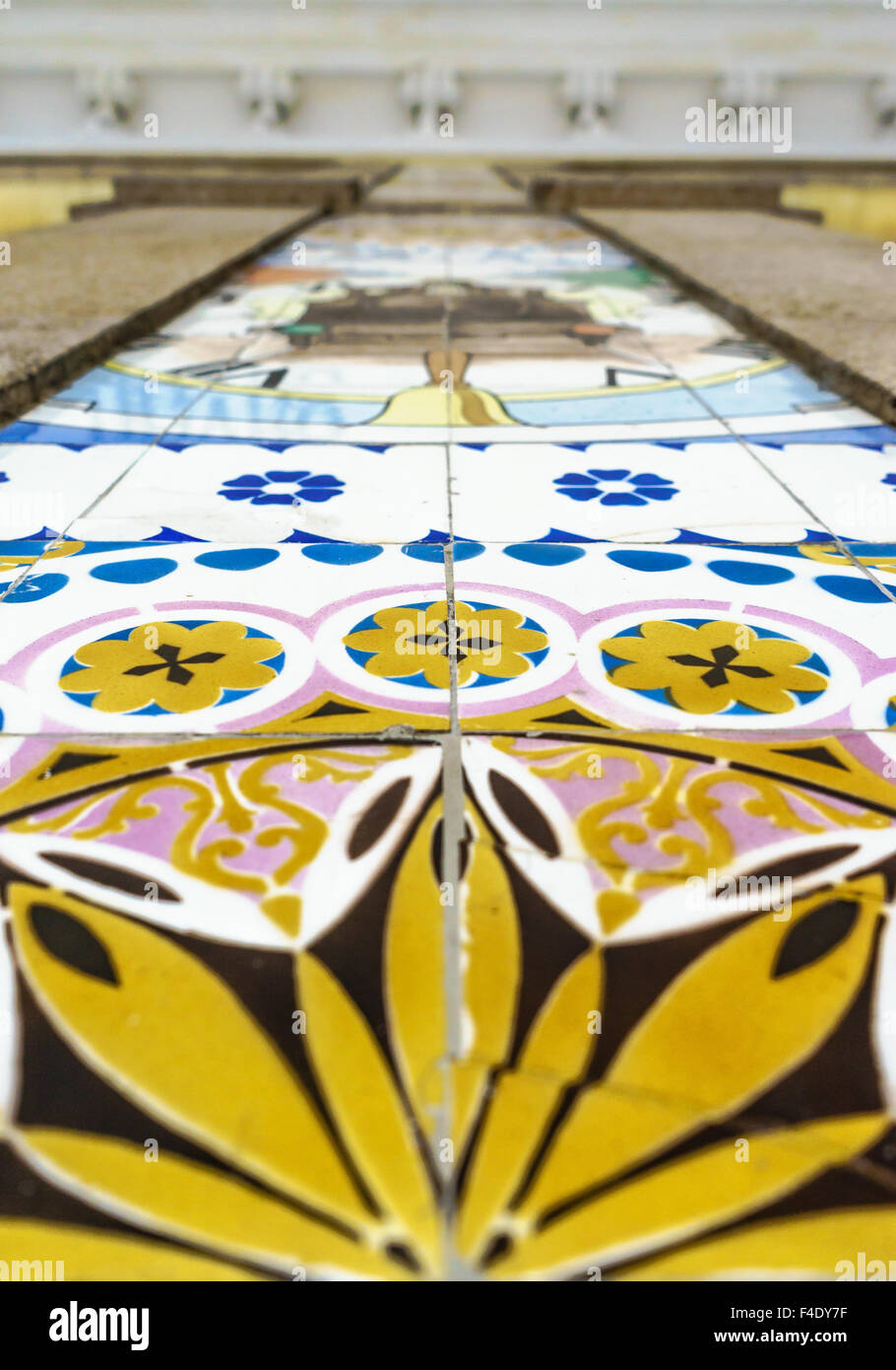 Ritratto dettaglio della parete Piastrelle in alla stazione ferroviaria di Sao Bento. Settembre, 2015. Porto, Portogallo. Foto Stock