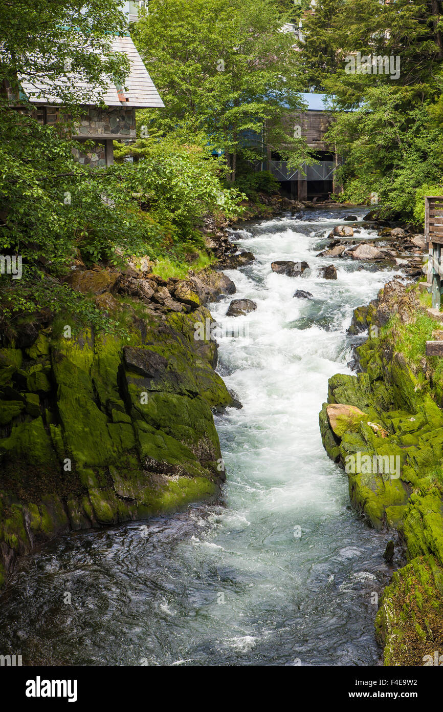 Ketchikan Creek da Creek Street. Ketchikan, Alaska. Foto Stock