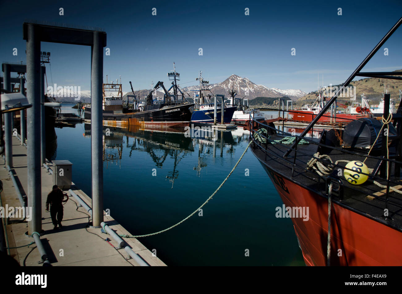 San Herman Harbour, isola di Kodiak, Alaska, Stati Uniti d'America. Foto Stock