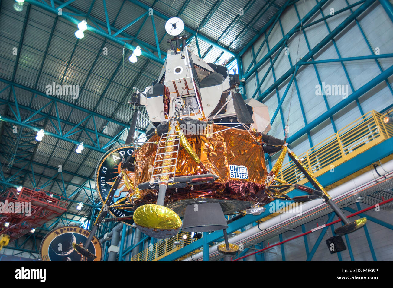 Stati Uniti d'America, Florida, Titusville, Kennedy Space Center, Apollo/Saturn V Center, NASA, Apollo lunar lander. Foto Stock