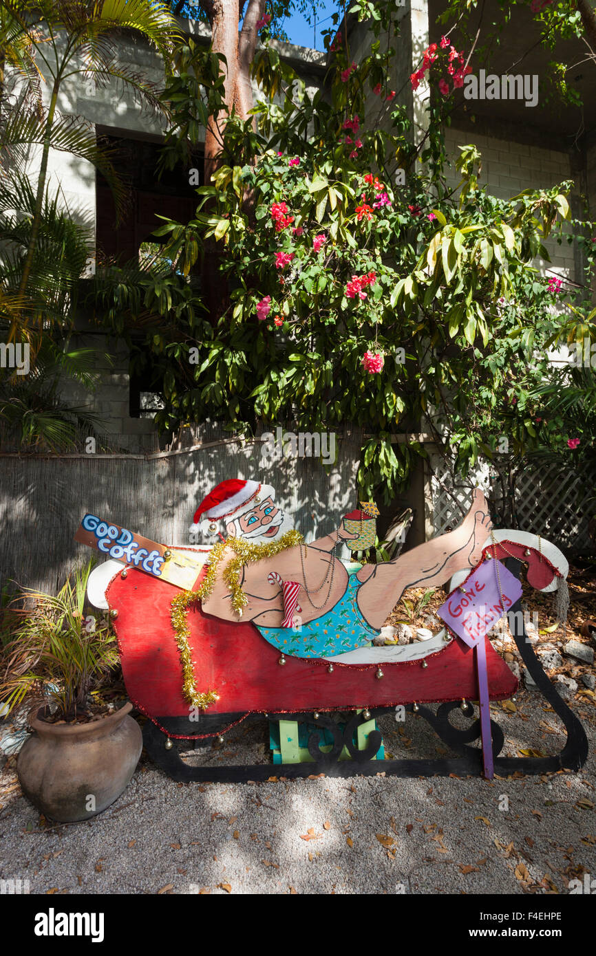 Stati Uniti d'America, Florida, Florida Keys, Islamorada, pioggia canna dell'artista, il villaggio di Babbo Natale è andato Fishin'. Foto Stock