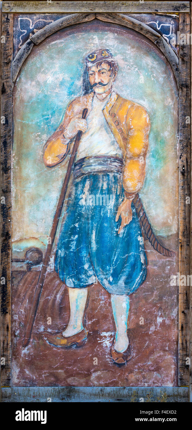 Stati Uniti d'America, Montana, Virginia City. Dettaglio dell'uomo in pittura. Credito come: Don Paulson Jaynes / Galleria / DanitaDelimont.com Foto Stock