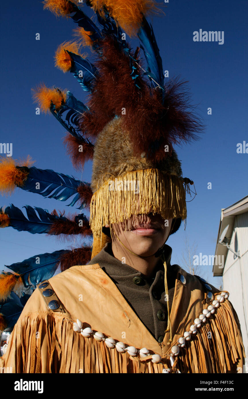 Comanche ballerini danzare per San Gabriel. Taos, Nuovo Messico, Stati Uniti d'America. Foto Stock