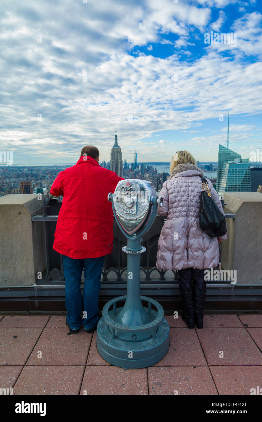 Stati Uniti d'America, New York New York City, Manhattan vista dalla cima della Roccia 30 piattaforma di visualizzazione Foto Stock