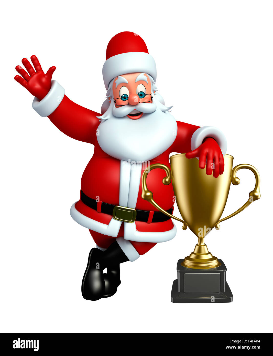 Babbo Natale 3d.3d Reso Illustrazione Di Babbo Natale Con Il Trofeo Foto Stock Alamy