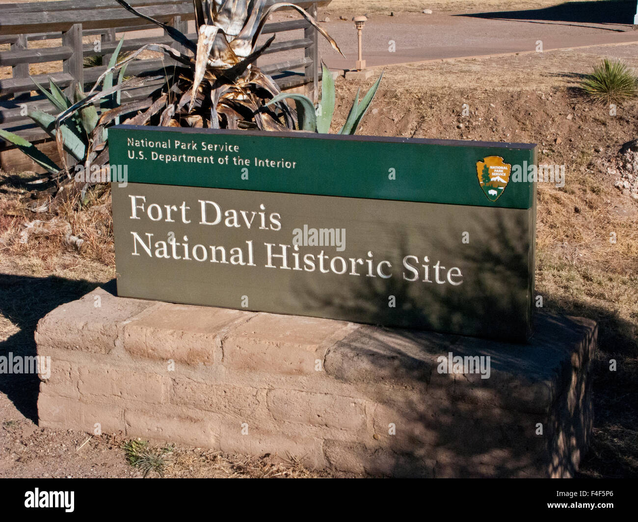 Stati Uniti d'America e a Fort Davis National Historic Site, Texas, monumento segno. Foto Stock