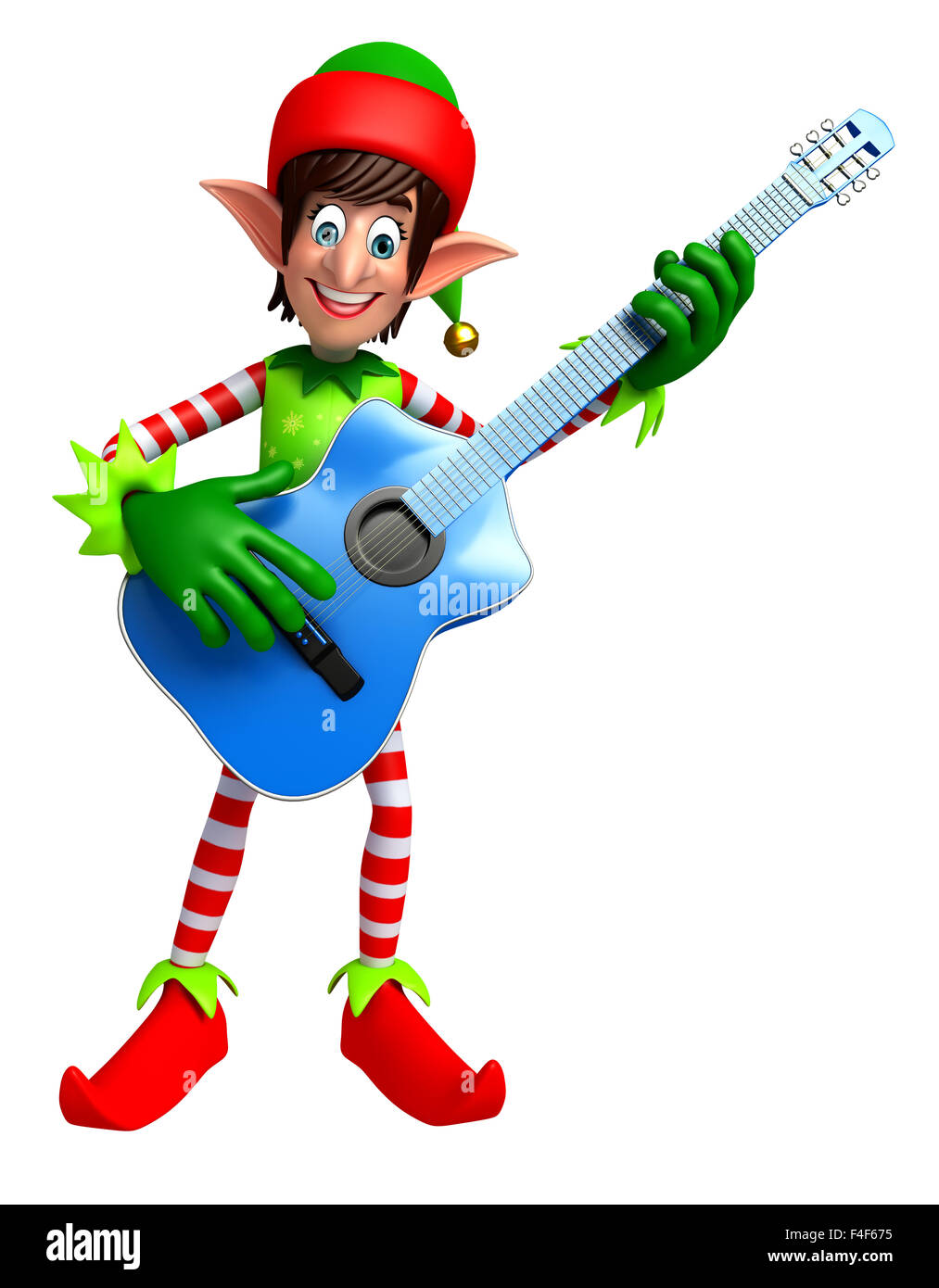 3d reso illustrazione degli elfi con la chitarra Foto Stock