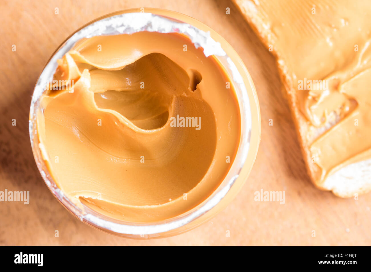 Burro di arachidi jar vista superiore Foto Stock