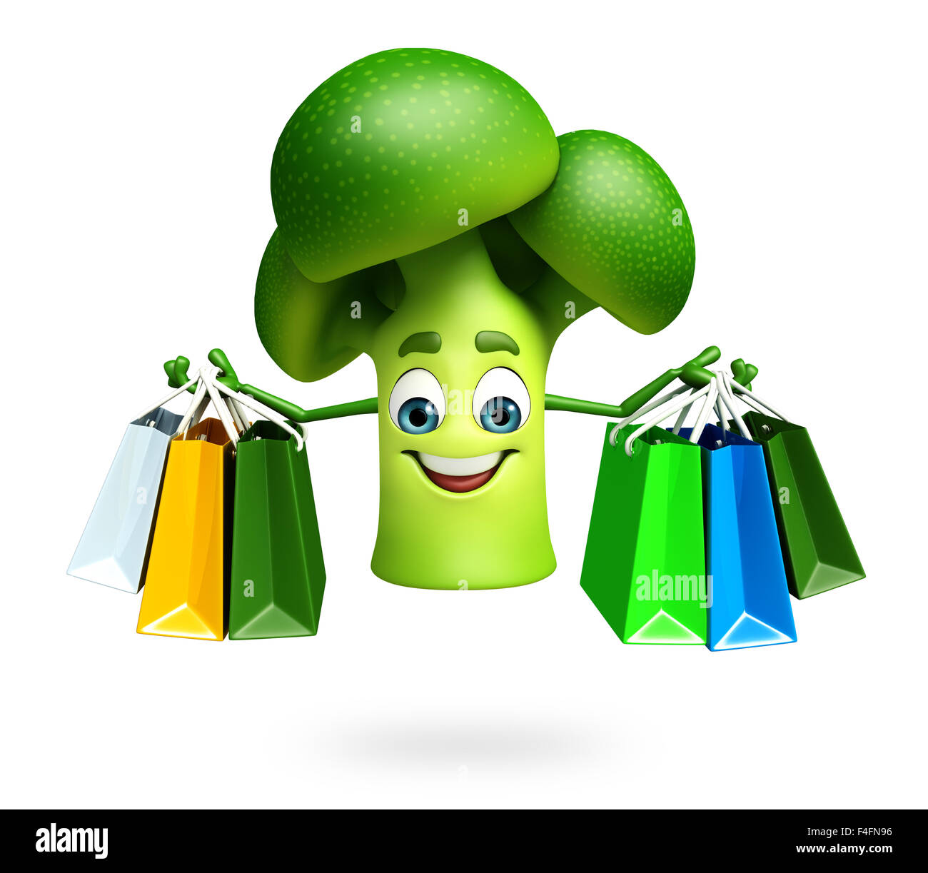 3d reso illustrazione del personaggio dei fumetti di broccoli Foto Stock