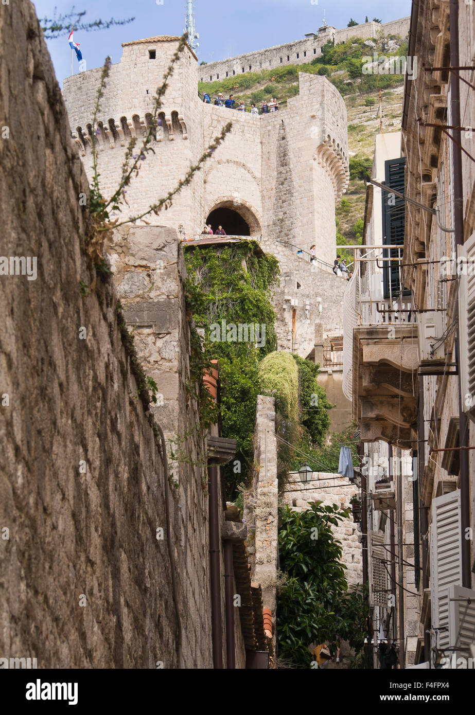 Dubrovnik Croazia, la città vecchia 'Stari Grad' è piena di stradine, vicoli e scalinate un pittoresco Patrimonio Mondiale dell Unesco Foto Stock