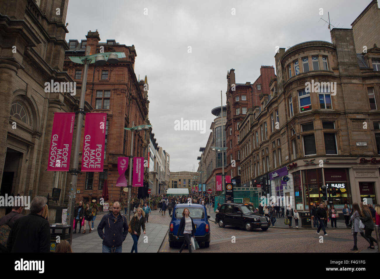 Street View di Buchanan Street, Glasgow. Foto Stock