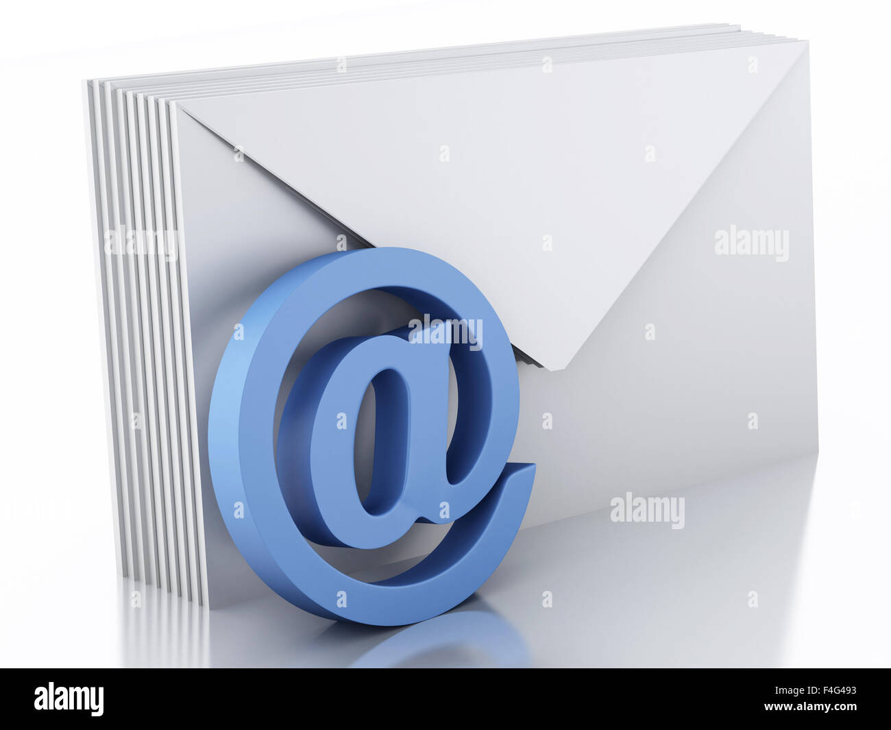 3D renderer immagine. Buste con e-mail segno. E-mail concetto. Isolato su sfondo bianco Foto Stock