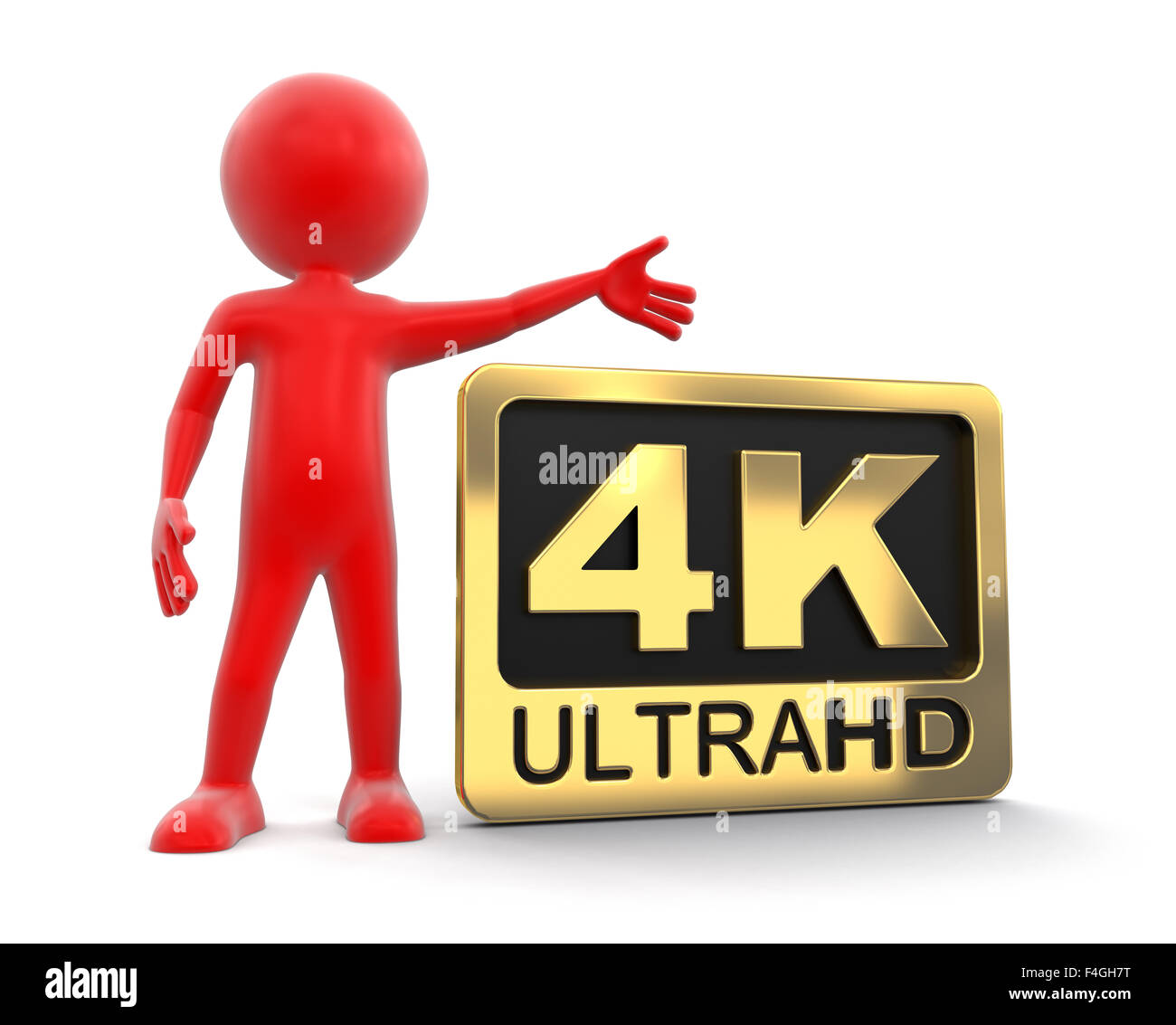 Uomo e Ultra HD 4K icona. Immagine con percorso di clipping. Foto Stock