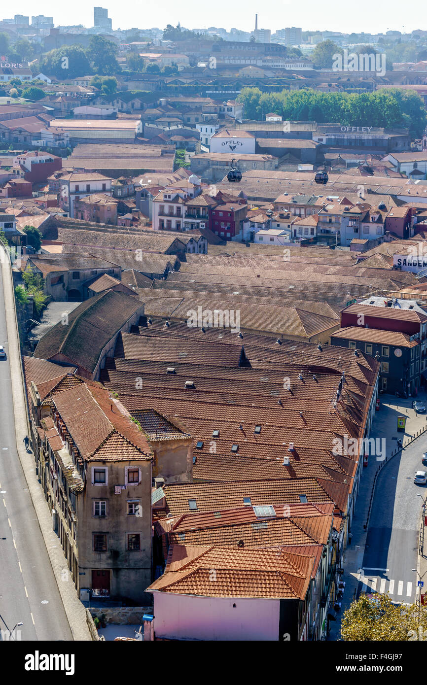 Vista aerea di Gaia, il vino di porto capitale. Ottobre, 2015. Porto, Portogallo. Foto Stock