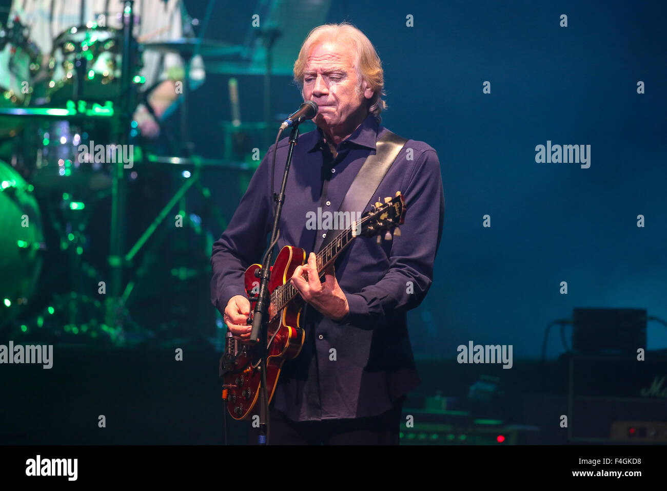 La Moody Blues portare loro 2014 Tour alla Durham Performing Arts Center di Durham, NC. La Moody Blues sono costituiti da membri originali Graeme Edge, Justin Hayward, e John Lodge. Foto Stock
