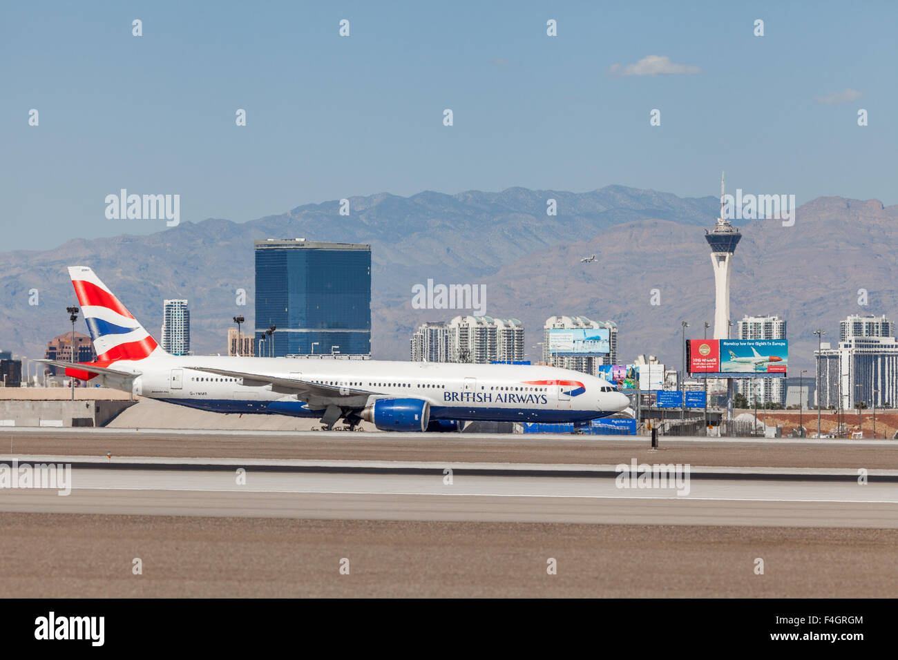 British Airways in rullaggio a Las Vegas all'Aeroporto Internazionale di McCarran Foto Stock