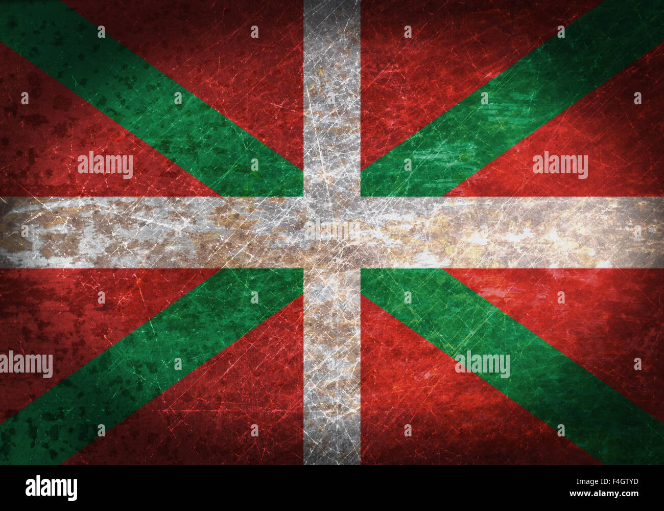 Il vecchio metallo arrugginito segno con un flag - Paese Basco Foto Stock