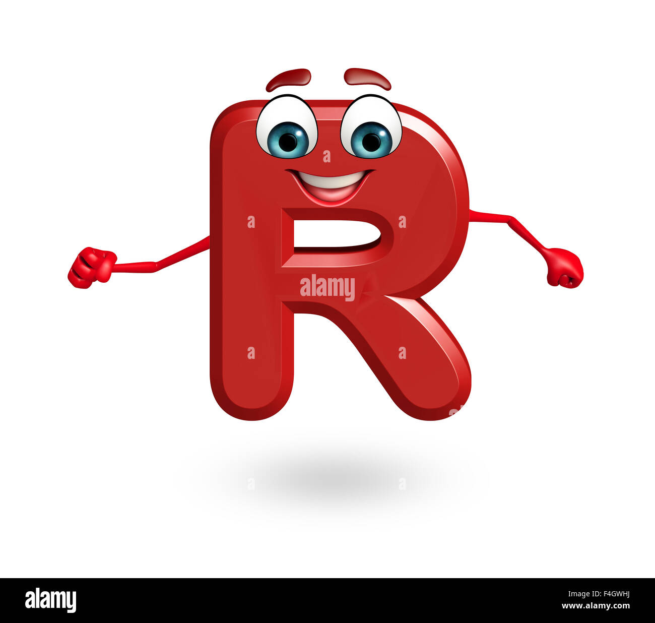 3d reso illustrazione di alfabeto R personaggio dei fumetti Foto Stock