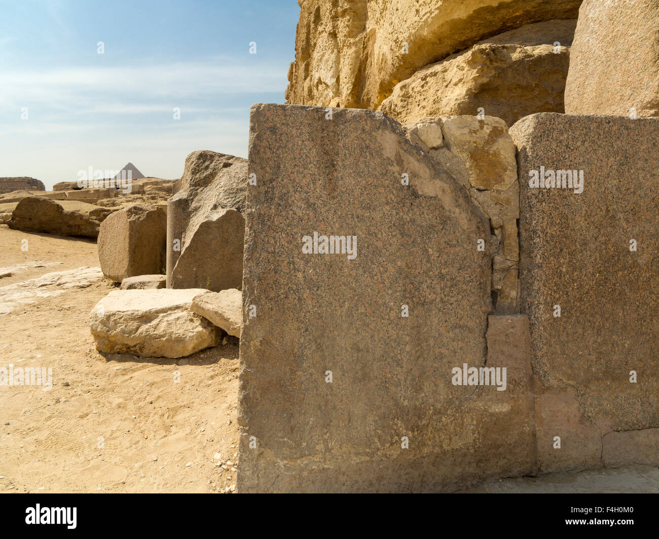 Il tempio a valle del faraone Khafre del IV dinastia, Giza, vicino al Cairo in Egitto Foto Stock