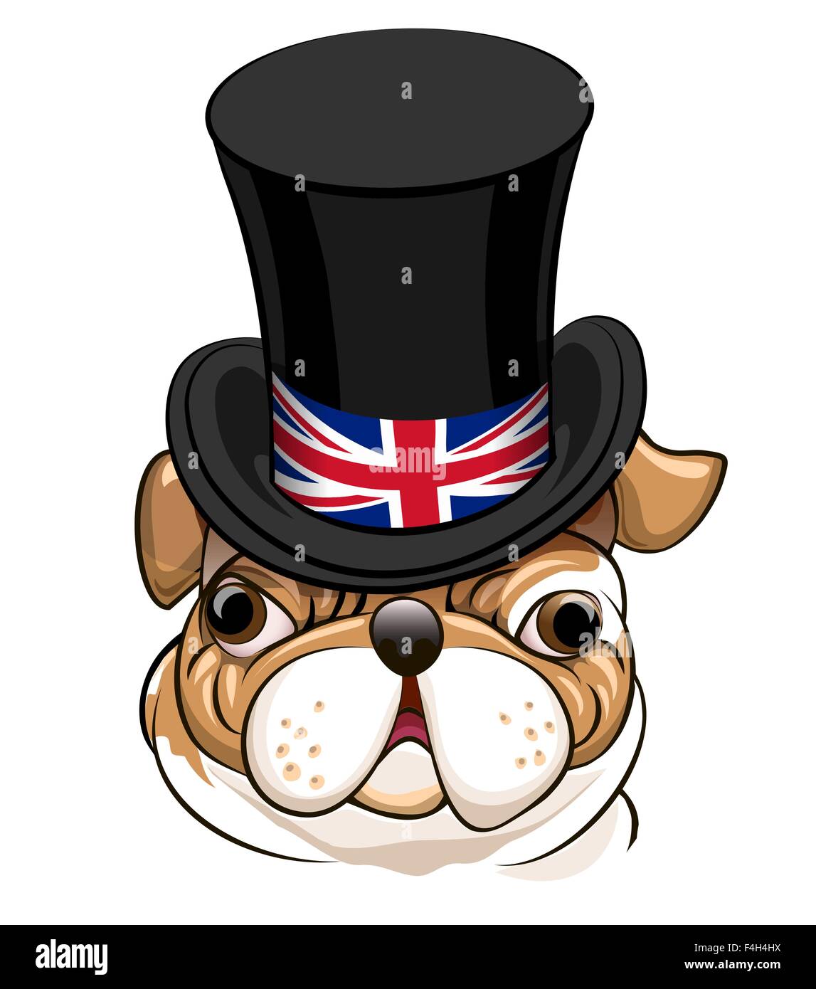 Bulldog inglese nel cilindro nero cappello con il simbolo della Gran  Bretagna bandiera Immagine e Vettoriale - Alamy