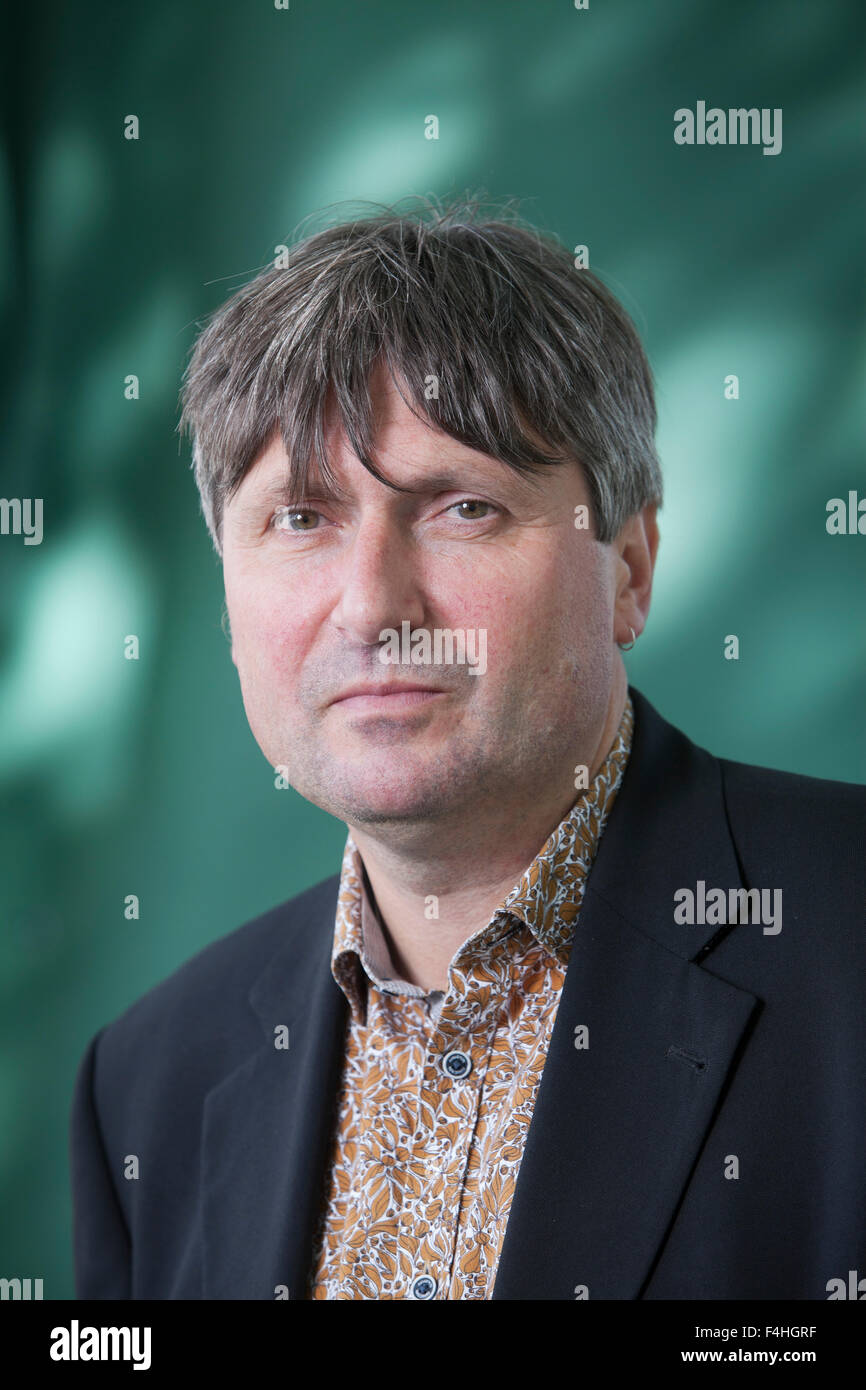 Simon Armitage, il poeta inglese, drammaturgo e romanziere, all'Edinburgh International Book Festival 2015. Edimburgo, Scozia. 27 Agosto 2015 Foto Stock