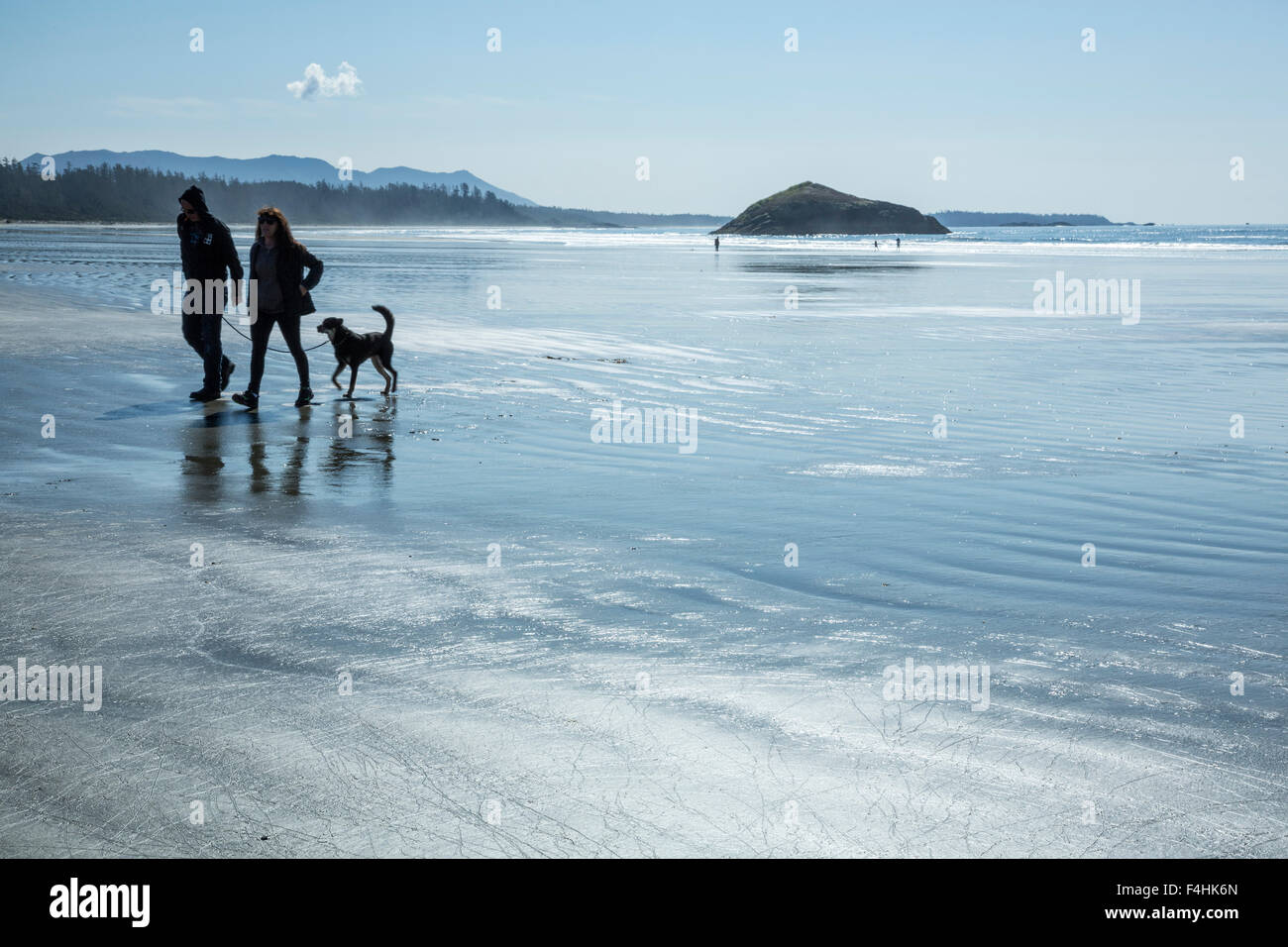 Camminando lungo la spiaggia, Pacific Rim National Park, British Columbia, Canada. Foto Stock