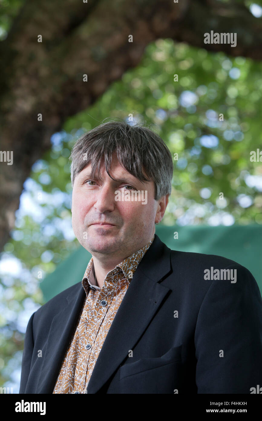 Simon Armitage, il poeta inglese, drammaturgo e romanziere, all'Edinburgh International Book Festival 2015. Edimburgo, Scozia. 27 Agosto 2015 Foto Stock