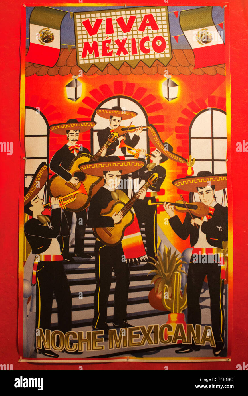 Carta murale al crepuscolo. Il centro di Isla Mujeres, Quintana Roo, Messico. Foto Stock