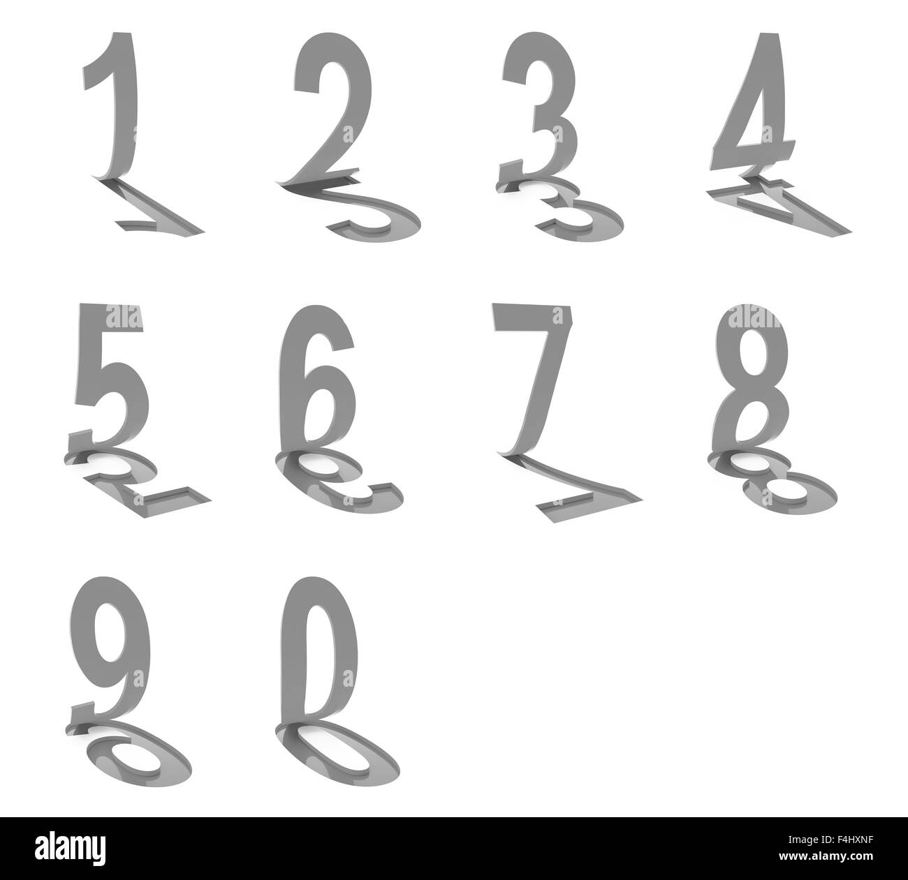 I numeri su sfondo bianco, 3D render Foto Stock