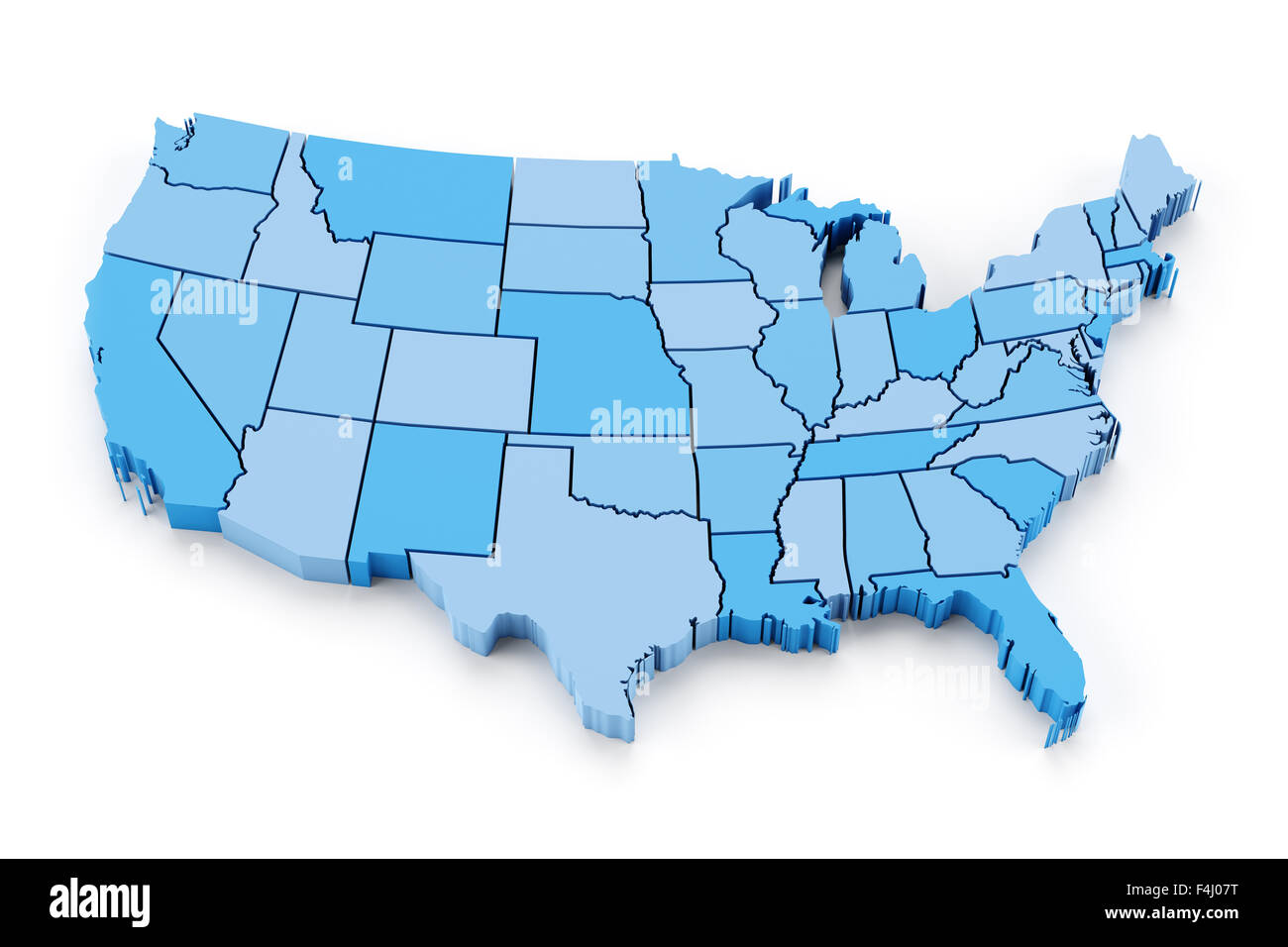 Mappa degli Stati Uniti con i confini di stato Foto Stock