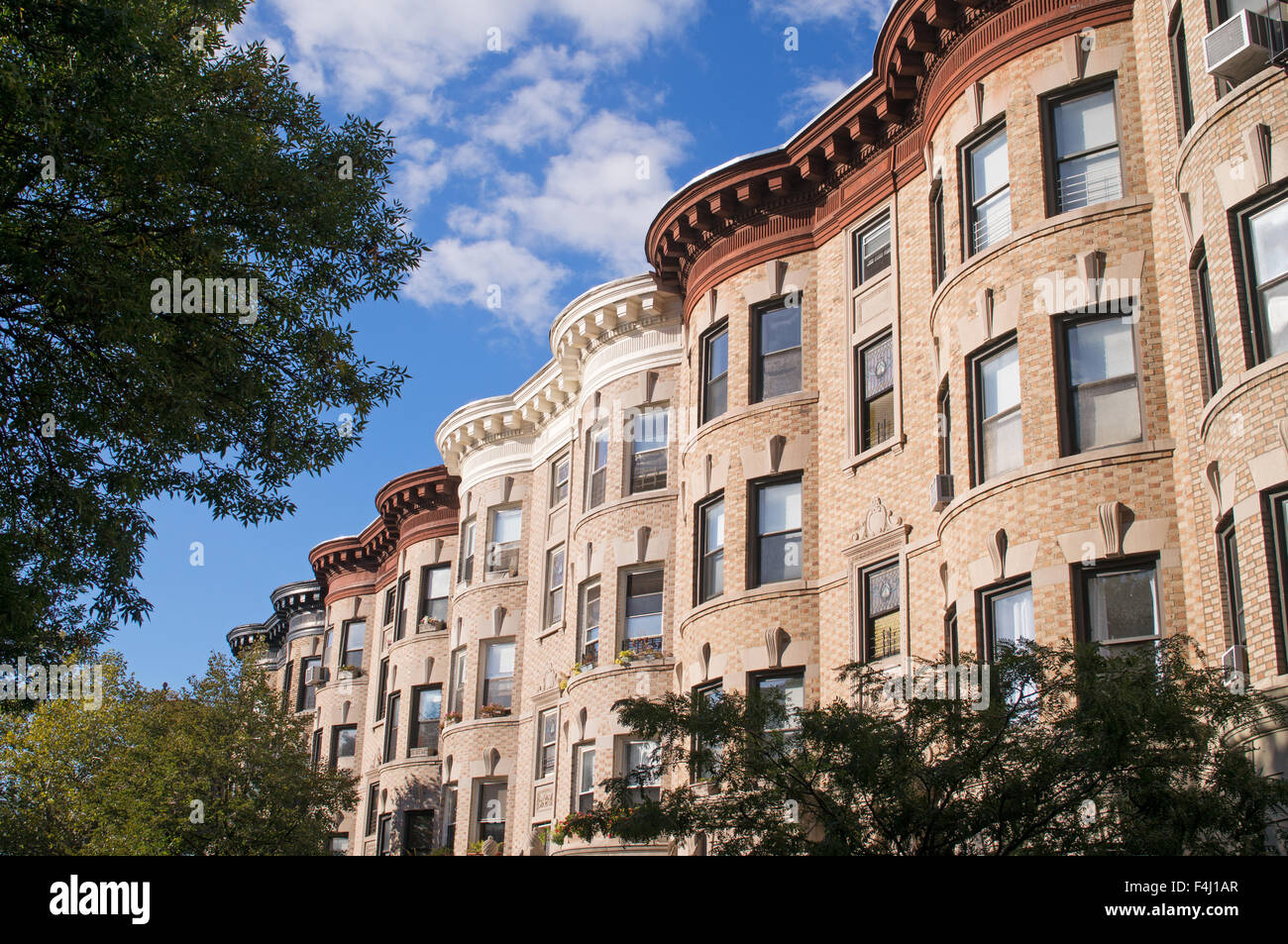 Le case o gli appartamenti lungo la 8th Street, Park Slope storico distretto di Brooklyn, New York, Stati Uniti d'America Foto Stock