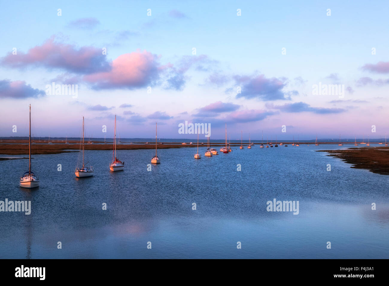 Keyhaven, saline, Solent, Hampshire, Inghilterra, Regno Unito Foto Stock