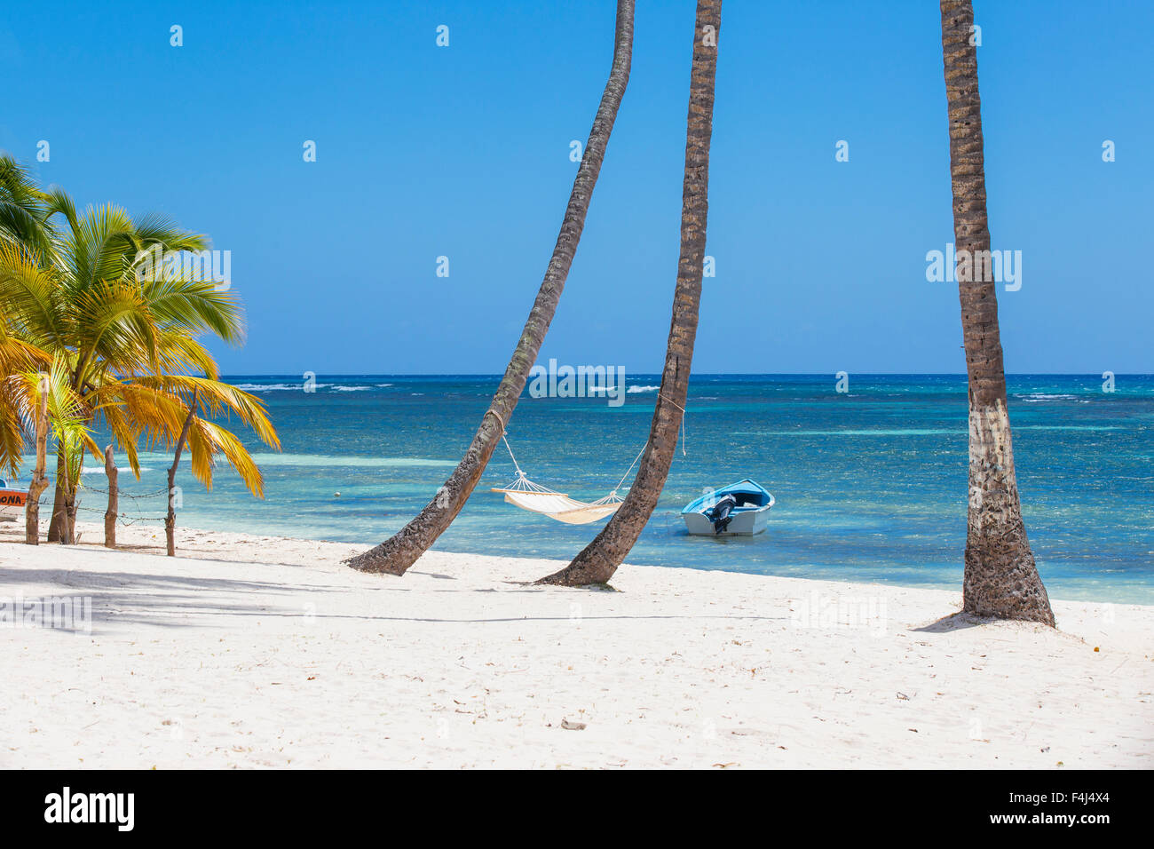 Mano Juan, un pittoresco villaggio di pescatori, Saona Island, Parque Nacional del Este, Punta Cana, Repubblica Dominicana, West Indies Foto Stock