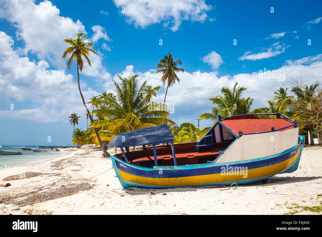 Mano Juan, un pittoresco villaggio di pescatori, Saona Island, Parque Nacional del Este, Punta Cana, Repubblica Dominicana, West Indies Foto Stock