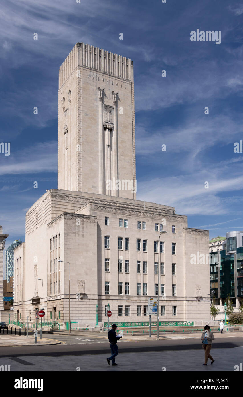 L'Art Deco Mersey Tunnel torre di ventilazione e uffici, Pierhead, Liverpool, Merseyside England, Regno Unito, Europa Foto Stock