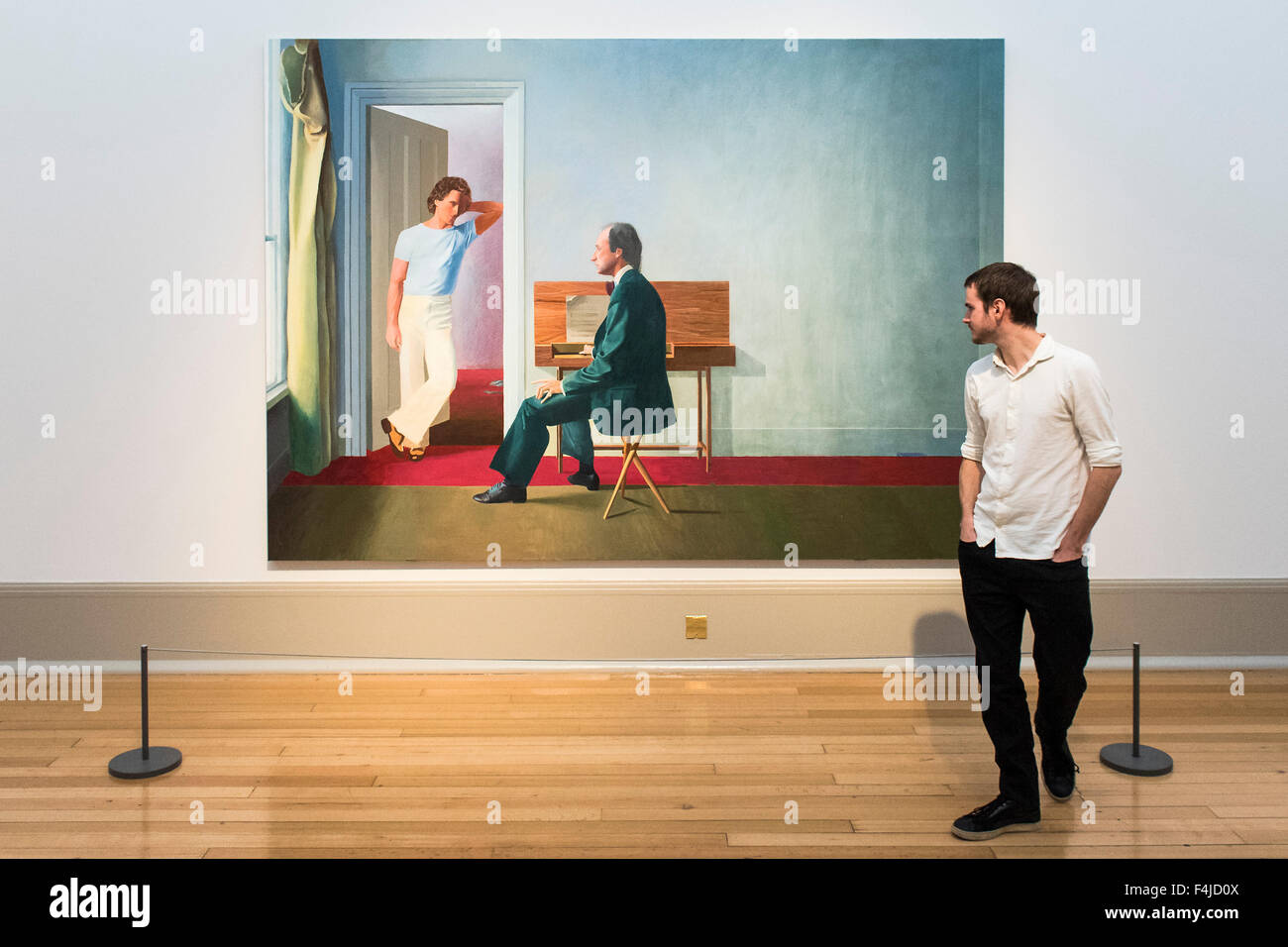 Londra, Regno Unito. Xix oct, 2015. David Hockney ritratto dell 'George Lawson e Wayne Sleep 1972-5' va sul display per la prima volta nel Regno Unito oggi. Si tratta di un nuovo display libero dell'artista ritratti doppi al Tate Britain. Credito: Guy Bell/Alamy Live News Foto Stock