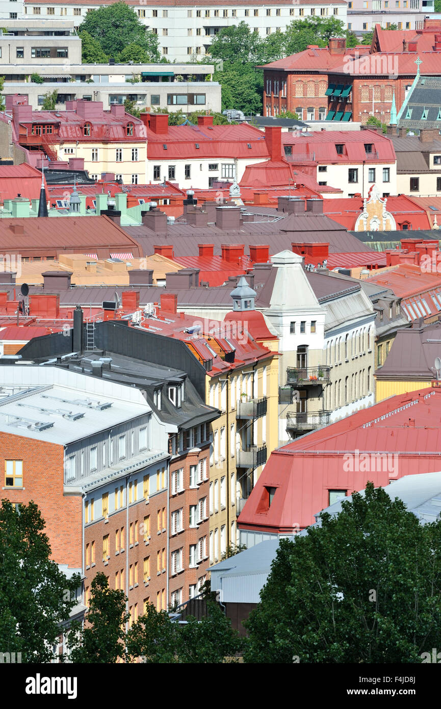 Città di immagine a colori facciata della comunità casa di Göteborg metropoli sobborgo Scandinavia Svezia scena urbana verticale Foto Stock