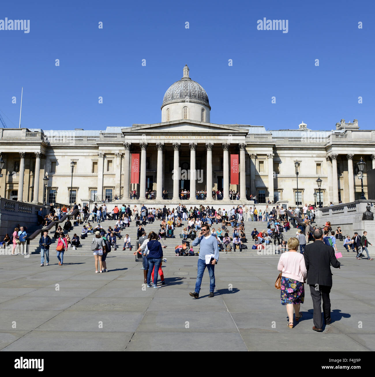 La National Gallery Art Museum, Trafalgar Square, City of Westminster, Londra Centrale Foto Stock