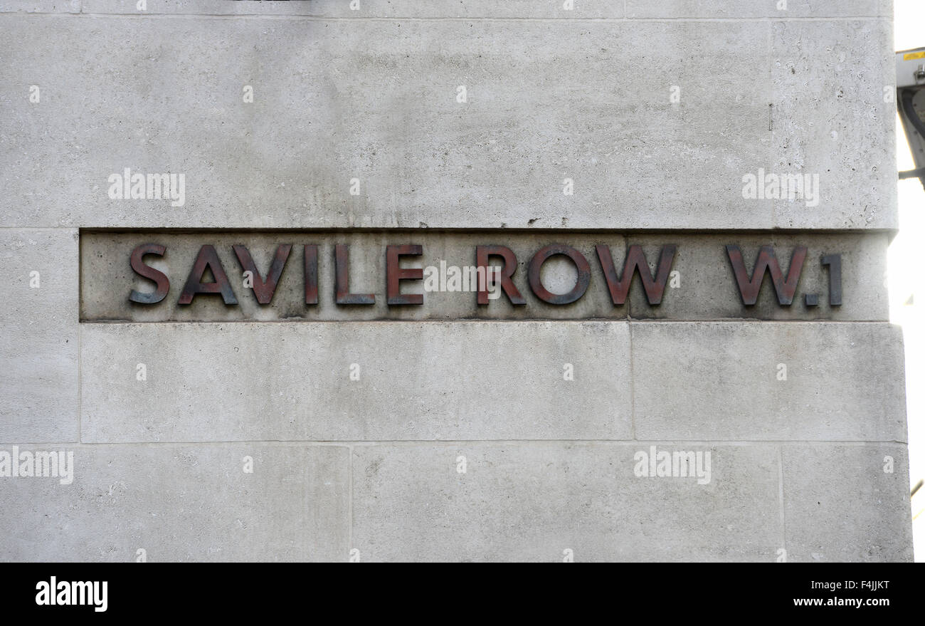 Savile Row strada segno, Londra, Gran Bretagna, Regno Unito Foto Stock