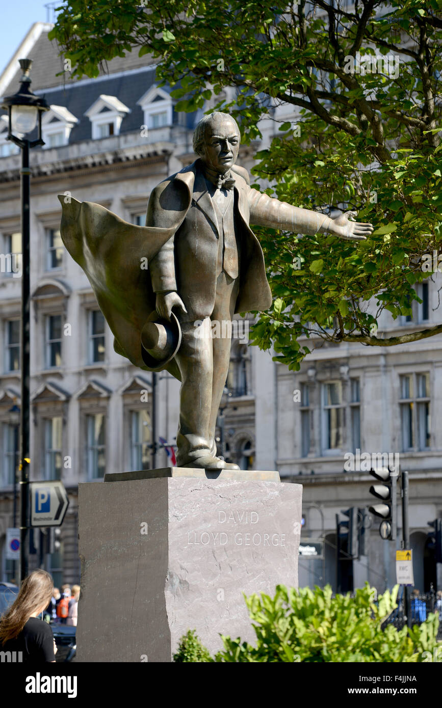 Lloyd George statua, Primo Ministro Lloyd George David Lloyd George, Londra, Gran Bretagna, Regno Unito Foto Stock