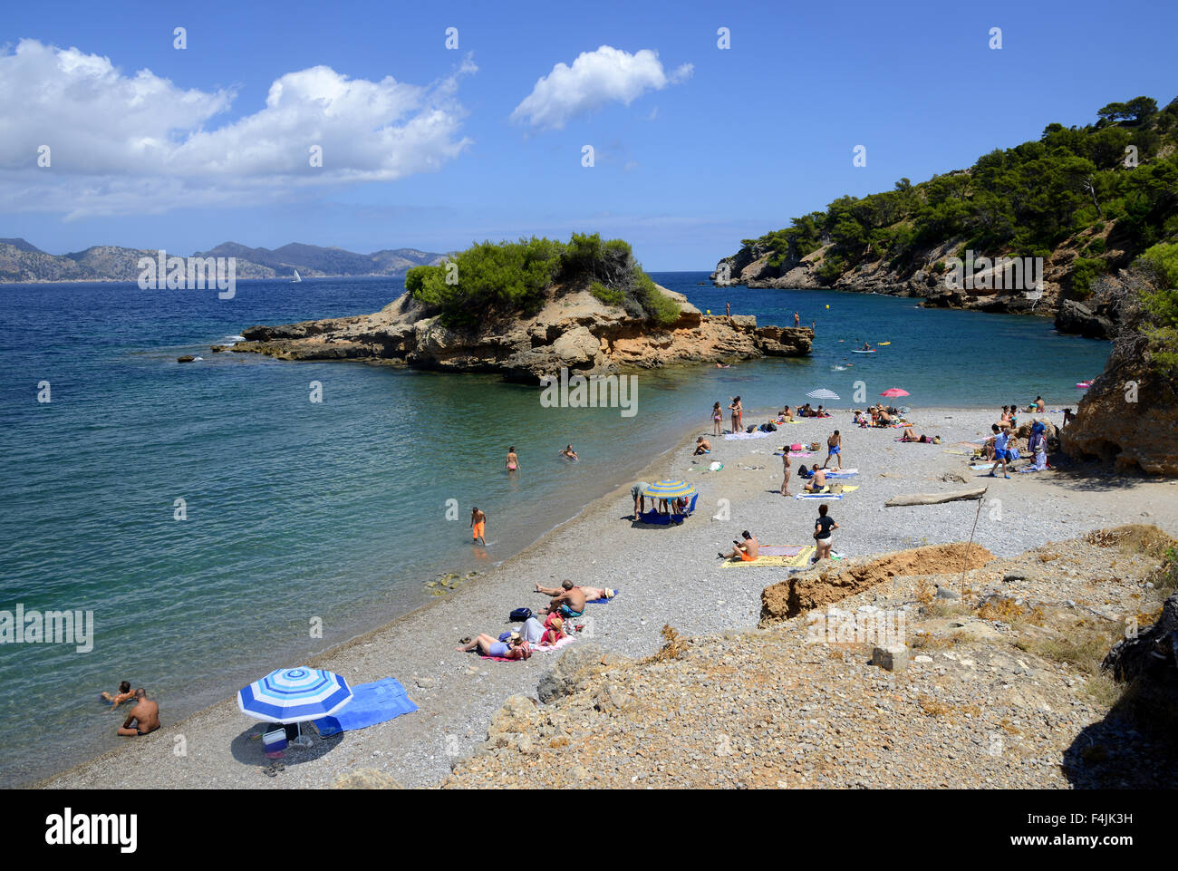 S'Illot spiaggia presso il Victoria Penisola, Maiorca, Maiorca, isole Baleari, Spagna Foto Stock