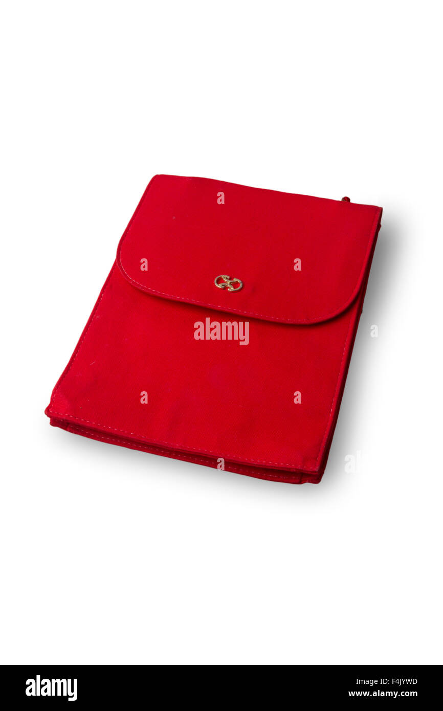 Borsetta rosso su sfondo bianco Foto Stock