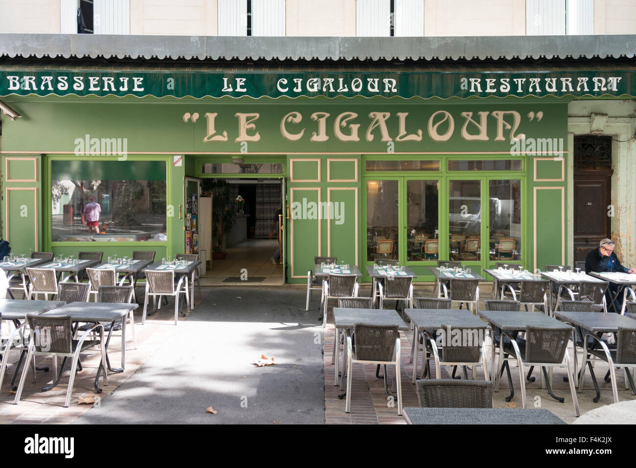 Le Cigaloun ristorante in città provenzale di Manosque Provenza Francia Foto Stock