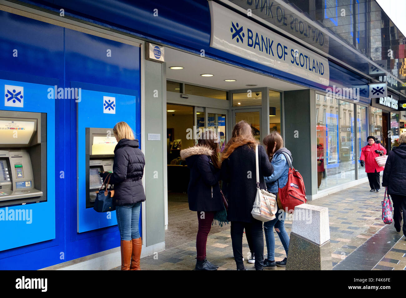 Bank of Scotland uk high street cash dispenser ATM Foto Stock