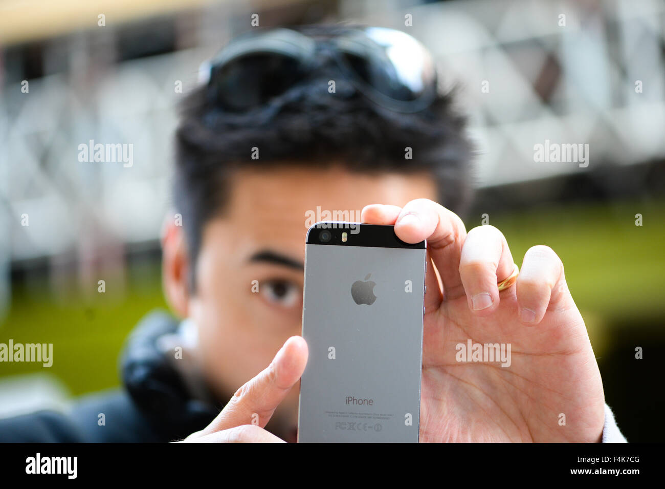 Fotografia dello smartphone, selfie Foto Stock