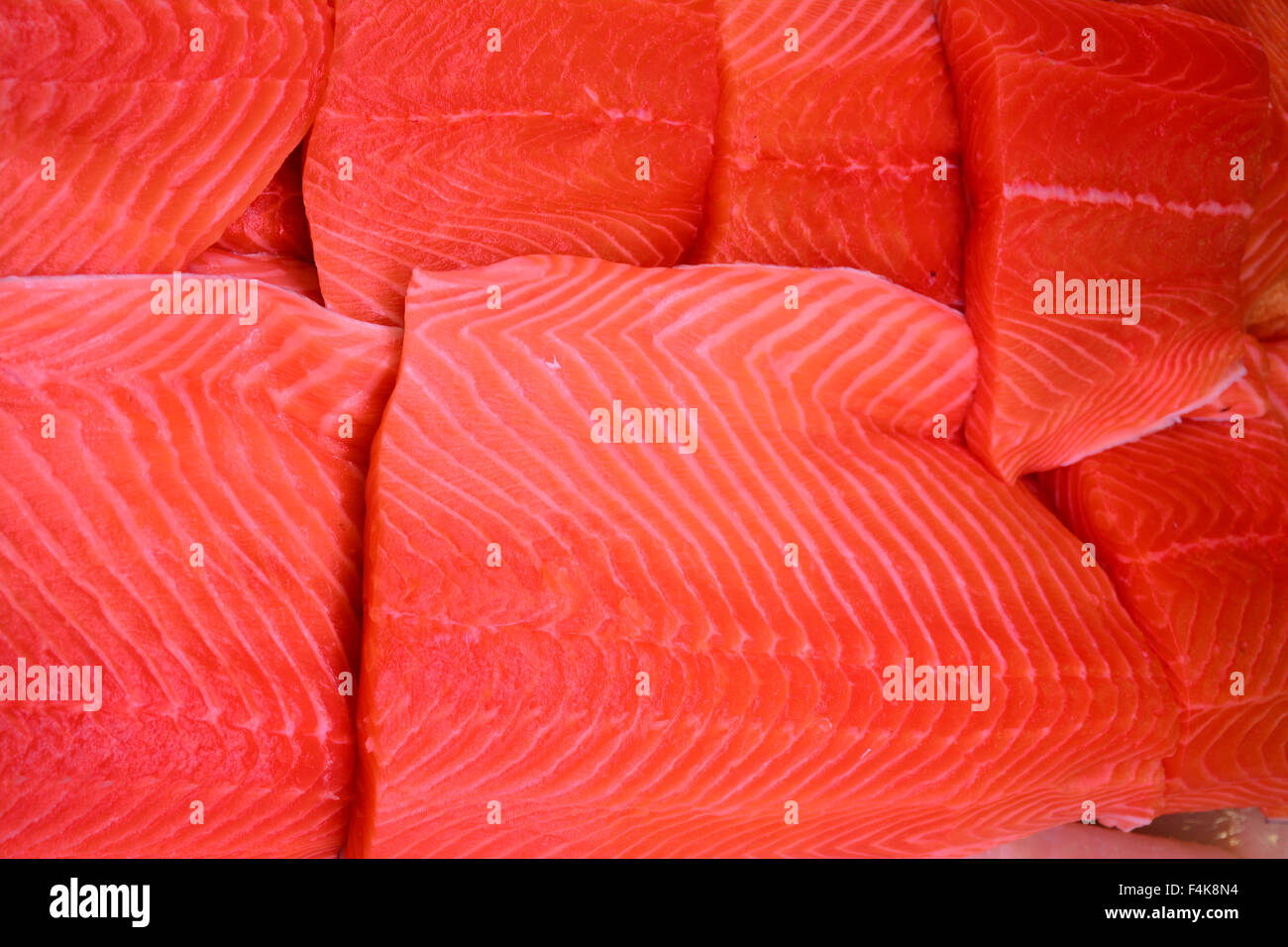Fresco di filetti di salmone Foto Stock